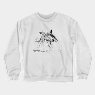 Great White Shark Ink Drawing Crewneck Sweatshirt